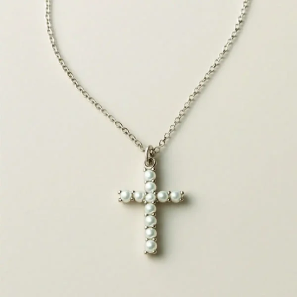 CADENA CRUZ PERLAS