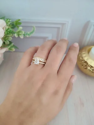 ANILLO DOBLE CIRCONES PIEDRA