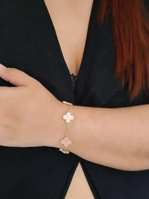 PULSERA 5 TRÉBOL ROSADA