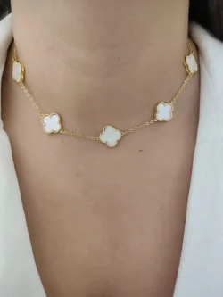 CADENA 5 TRÉBOL BLANCA