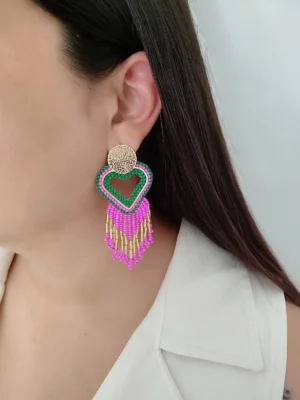 ARETE TEJIDO CORAZÓN VERDE – FLECOS