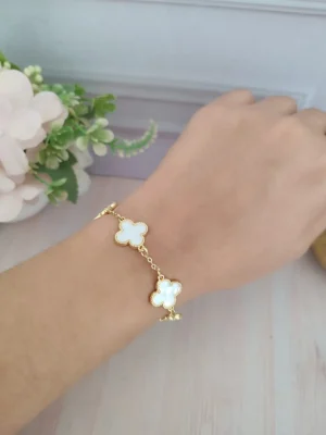 PULSERA TRÉBOLES BLANCOS