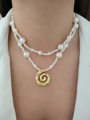 COLLAR DUO PERLAS CARACOL