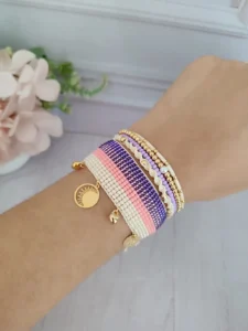 PULSERA TEJIDA DIJE SOL-LUNA