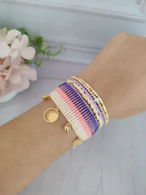 PULSERA TEJIDA DIJE SOL-LUNA