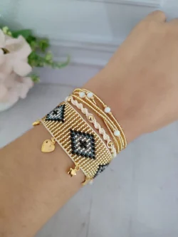 PULSERA TEJIDA DORADA ROMBOS
