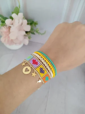 PULSERA TEJIDA CORAZONES COLOR – 4157