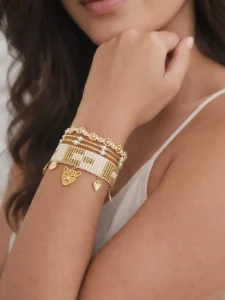 PULSERA TEJIDA BLANCA DIJE JAGUAR