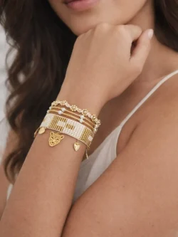 PULSERA TEJIDA BLANCA DIJE JAGUAR