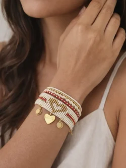 PULSERA TEJIDA CORAZÓN LOVE