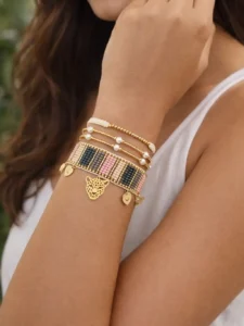 PULSERA TEJIDA PASTEL DIJE JAGUAR